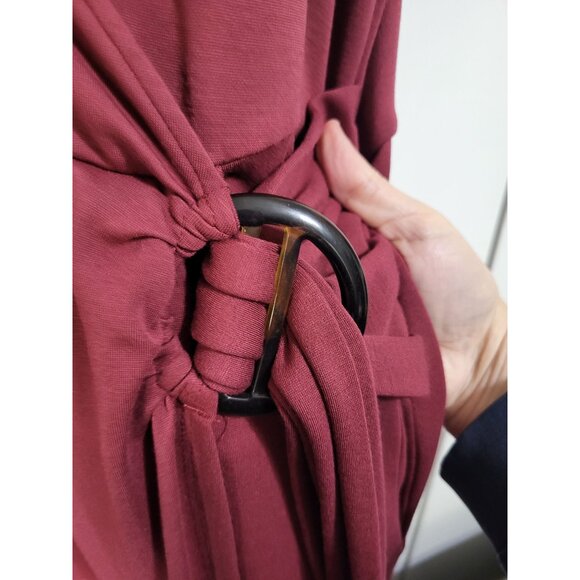 Torrid Dark Red Premium Ponte O-Ring Mini Wrap Dress Size 4X Short Sleeve Pocket - Picture 4 of 8